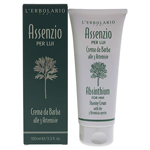 L'Erbolario Absinthium Shaving Cream - Maximum Emollience From Shea Butter And Avacado - Ensures A Clean Shave Without Nicks Or Cuts - Offers Toning Action Of Artemisia Species - 3.3 Oz