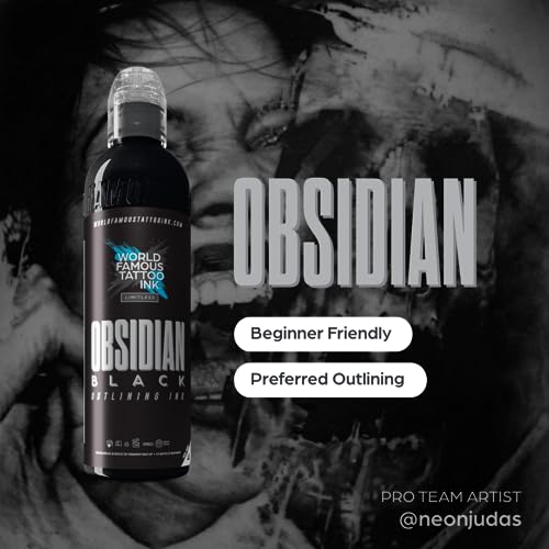 World Famous Tattoo Ink Limitless - Obsidian Outlining Tattoo Ink - Professional Tattoo Ink & Tattoo Supplies - Skin-Safe Permanent Tattooing in Bold Shades - Vegan & Non-Toxic (1 oz)