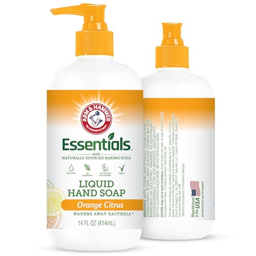 Arm & Hammer Liquid Hand Soap for Skin Cleaning - Hand Soap for Kitchen & Bathroom with Orange Citrus Scent - Natural Hand Soap Cleanses, Softens 14 FL Oz (414ml)