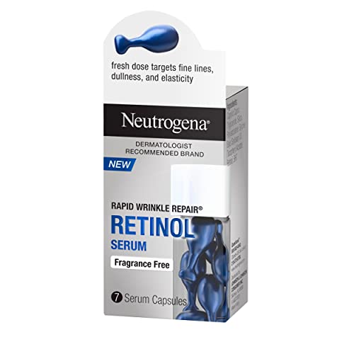 Neutrogena Rapid Wrinkle Repair Retinol Face Serum Capsules, Fragrance-Free Daily Facial Serum with Retinol that fights Fine Lines, Wrinkles, Dullness, Alcohol-Free & Non-Greasy, 7 ct