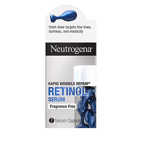 Neutrogena Rapid Wrinkle Repair Retinol Face Serum Capsules, Fragrance-Free Daily Facial Serum with Retinol that fights Fine Lines, Wrinkles, Dullness, Alcohol-Free & Non-Greasy, 7 ct