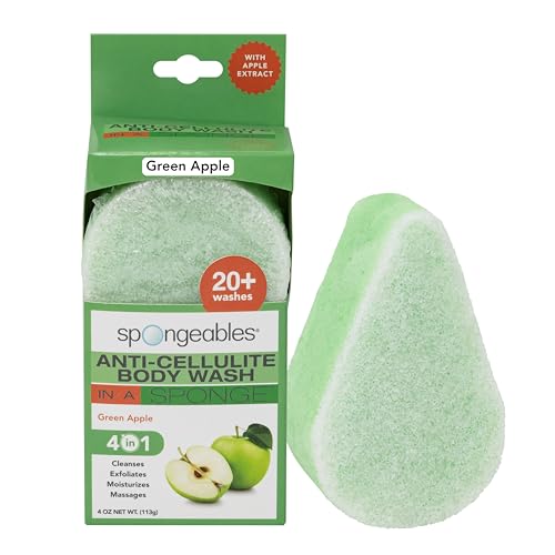 Spongeables Anti Cellulite Body Wash in a 20+ Wash Sponge, Apple, 1 Count