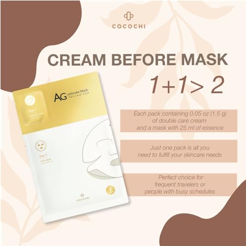 2 Steps Brightening Facial Mask Pack of 10 (2 boxes of 5), Moisturizing Facial Sheet Mask for All Skin Type, Anti-Aging Japanese Skincare, Anti-Glycation Facial Mask Skincare Hydrating Essence