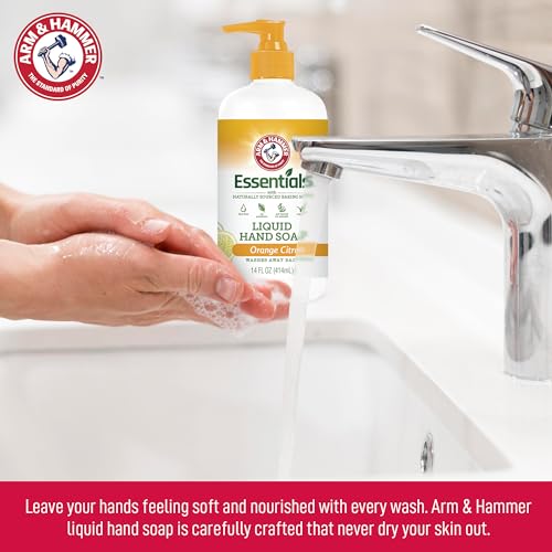 Arm & Hammer Liquid Hand Soap for Skin Cleaning - Hand Soap for Kitchen & Bathroom with Orange Citrus Scent - Natural Hand Soap Cleanses, Softens 14 FL Oz (414ml)