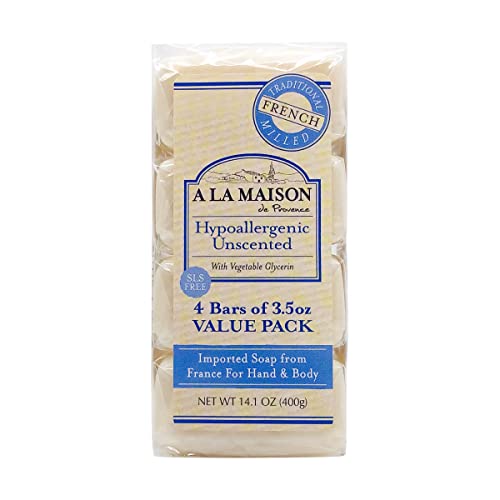 A LA MAISON Hypoallergenic Unscented Bar Soaps, 3.5 Oz - 4 Ea, 3.5 Oz