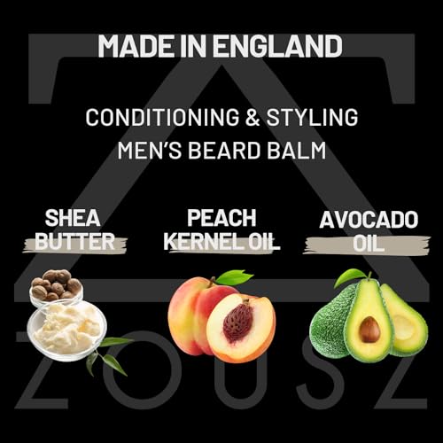 ZOUSZ Black Oud Beard Care Kit - Non-Greasy, Premium Balm with Shea Butter | Ultimate Softener and Conditioner for Men, 50mL