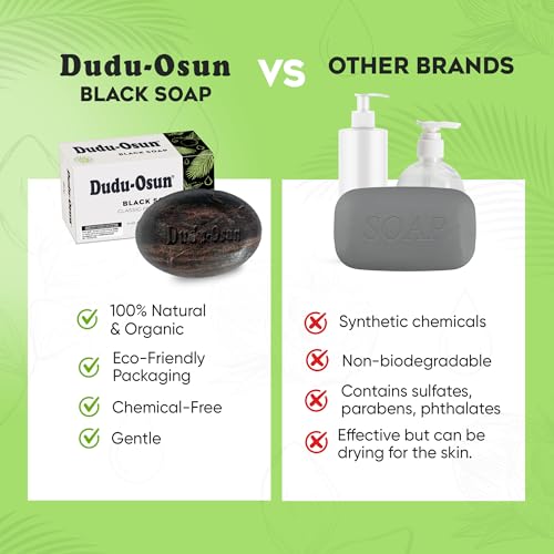 International Essence Dudu Osun 5-Pack Black Soap Bundled with Soap Pouch - Natural African Skincare Bar, Rejuvenating & Moisturizing Face, Body Wash (Classic Fragrance)