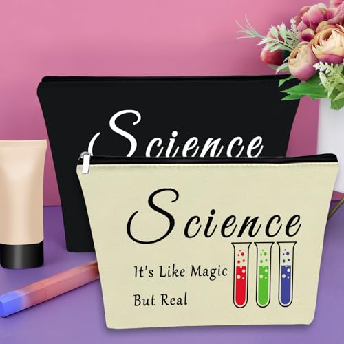 Science Teacher Gifts for Women 2PCS Makeup Bag Science Teacher Appreciation Gifts Graduation Gift for Scientist Lovers Chemistry Science Gift Cosmetic Bag Birthday Christmas Gifts for Women Friend