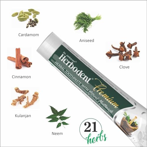 Herbodent® Premium Toothpaste - 21 Herbs for Strong Teeth & Healthy Gums - Neem, Clove, Cinnamon, Cardamom with Natural Mouthwash - No Paraben, No Fluoride, No Saccharin, No Triclosan (6, 5.82 Ounce)