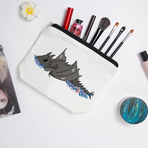 WZJHCL Glass Throne Reader Makeup Pouch Dragon In The Flower Cosmetic Kit Book Lover Gift Bookish Bookworm Storage Organizer Pouch Bag (Dragon)