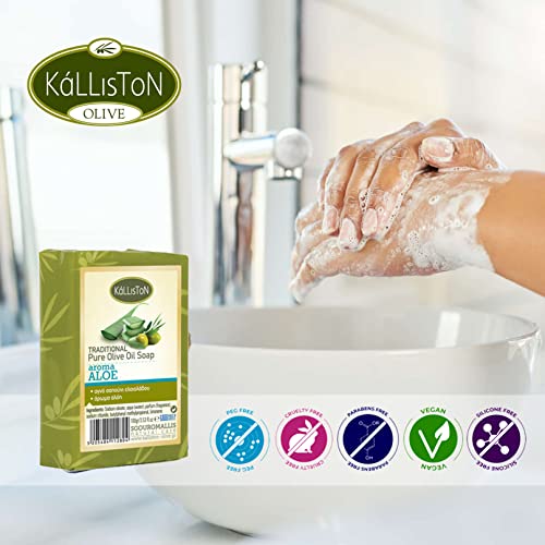 Kalliston, Rose Soap made with Pure Olive Oil, Rose Extract, All Natural for Smooth Skin, Hypoallergenic, Cruelty Free, Crafterd in Ancient Crete, Greece, Pack of 4