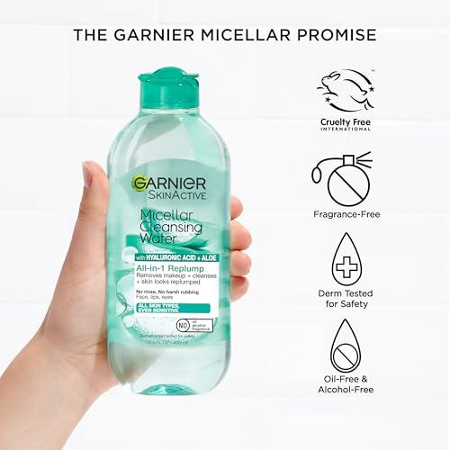 Garnier SkinActive Micellar Hyaluronic Acid Replumping Cleansing Water, 13.5 fl oz