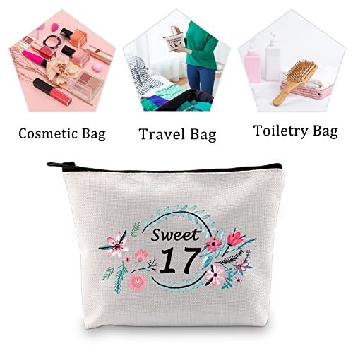 MBMSO Sweet 17 Makeup Bag Happy 17th Birthday Gift Bag 17 Year Old Girl Gifts Inspirational Gifts always Remember You are Braver than You Believe (Sweet 17)