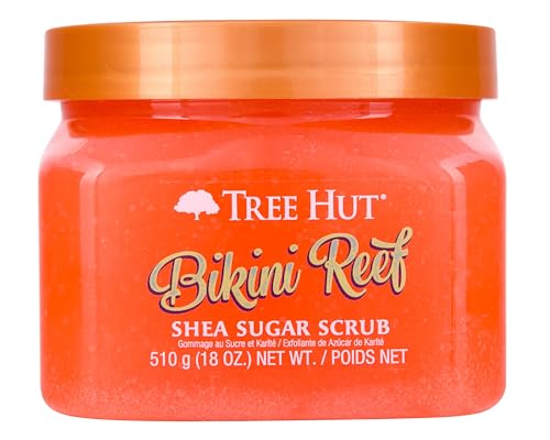 Tree Hut Bikini Reef Shea Sugar Scrub | Exfoliating Scrub Removes Dry Skin for a Soft & Hydrated Glow | Alpha Hydroxy Acid | Vegan, Free of Parabens, Formaldehyde Donors, & Sulfates | 18 fl oz.