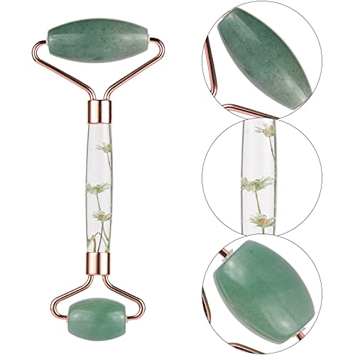 Rockcloud Crystal Stone Jade Roller Massager for Face Eye Neck Facial Skin Care Tool Anti-Aging for Slimming & Firming, Green Aventurine