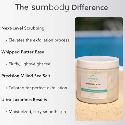 Whipped Sea Salt Scrub Citrus Splash - Exfoliating Body Scrub for Skin, Moisturizing Foot Scrub & Hand Scrub, Hydrating Bath Scrub & Body Exfoliator for Men and Women, Made in USA