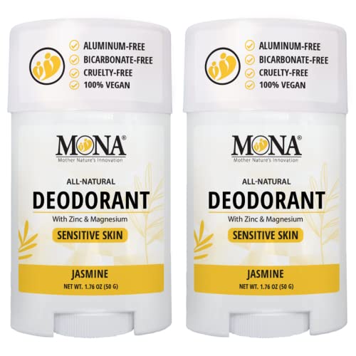 MONA All Natural MINI DEORORANT For Women & Men | Vegan & Safe for Sensitive Skin | Aluminum & Baking Soda free Deodorant with All Natural Fragrance | (Travel 4-Pack VAR-1 (0.53 Oz each))