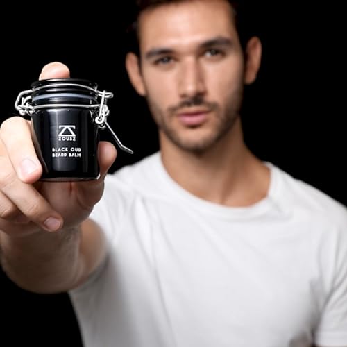 ZOUSZ Black Oud Beard Care Kit - Non-Greasy, Premium Balm with Shea Butter | Ultimate Softener and Conditioner for Men, 50mL