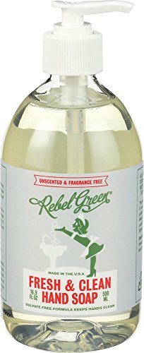 Rebel Green Liquid Hand Soap - Moisturizing Natural Bathroom & Kitchen Liquid Soap - Gentle Household Hand Wash (Unscented, 16.90 Fl Oz (Pack of 4))