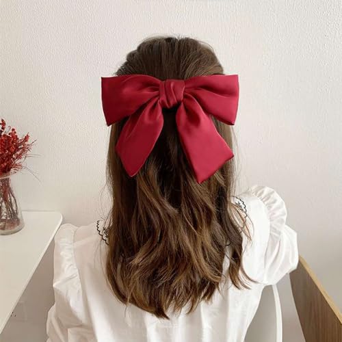 Bow Clips for Women, ELKINROVIC Mini Bow Clips Long Soft Small Coquette Bows Ribbon Bowknot Hair Bows for Girls Adult Kids(8Packs)