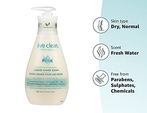 Live Clean Liquid Hand Soap, Fresh Water, 17 Oz (Packaging May Vary)