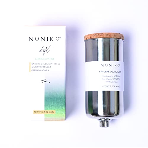 NONIKO - Natural Deodorant - DRIFT REFILL - Stainless Steel Refill - Aluminum Free, Paraben Free, Plastic Free - For Men & Women – Green Mandarin - Sensitive Formula