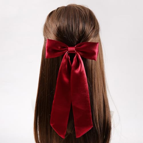 Bow Clips for Women Velvet, ELKINROVIC Mini Bow Alligator Clips Long Soft Small Coquette Bows Ribbon Bowknot Hair Bows for Girls Adult Kids(4Packs)