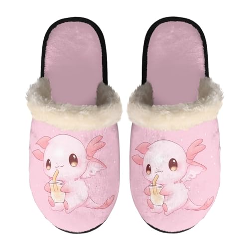 ZPINXIGN Kawaii Slipper Womens Cute Axolotl House Slippers Casual Home Spa Slippers Non Slip for Hotel Bedroom Travel Shoes Anti-slip Slippers