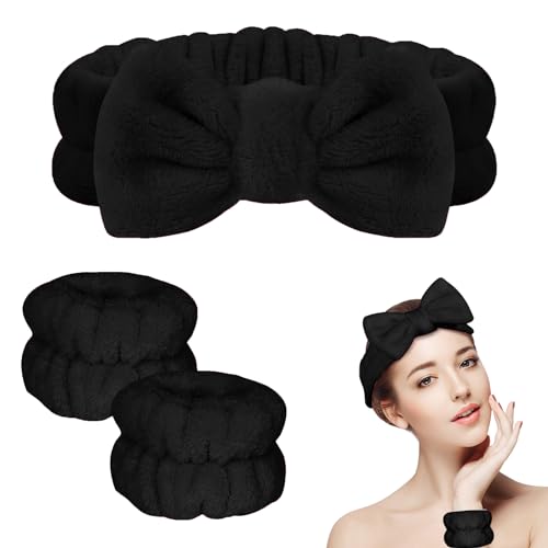 BLAAROOM 3PCS Bow Headband and Wristband Set