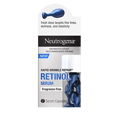 Neutrogena Rapid Wrinkle Repair Retinol Face Serum Capsules, Fragrance-Free Daily Facial Serum with Retinol that fights Fine Lines, Wrinkles, Dullness, Alcohol-Free & Non-Greasy, 7 ct