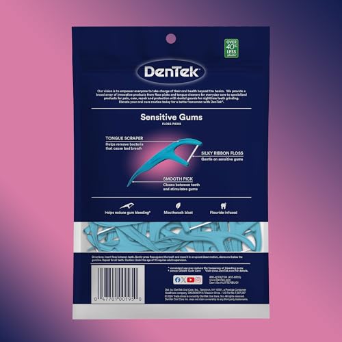 DenTek Comfort Clean Sensitive Gums Floss Picks, Soft & Silky Ribbon, 90 Count