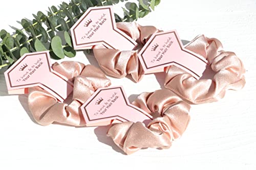 EOLUCC 8 PACK Bridesmaid Proposal Gifts Scrunchies Hair Ties Bachelorette Party Favors Gift for Bridal Wedding -To Have and To Hold Your Back (Beige & White)