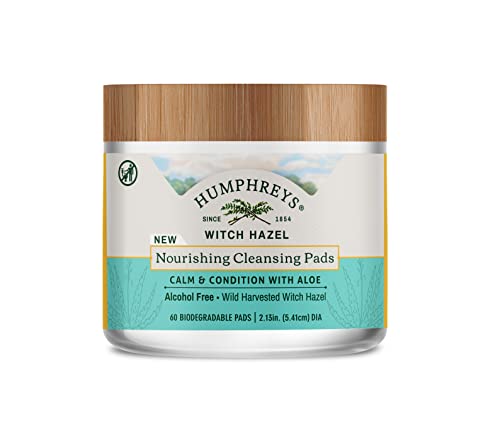 Humphreys Nourishing Witch Hazel Cleansing Pads with Aloe, Alcohol Free