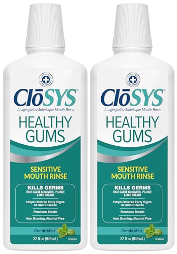 Closys Healthy Gums Mouthwash, Antiplaque and Anti-gingivitis for Gum Health, Non-Burning, Non-Irritating – 32 Fl Oz