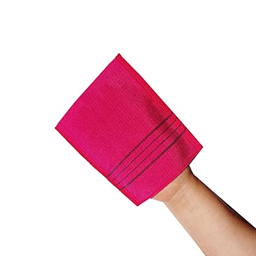 NOPIGO Korean Asian Exfoliating Bath Washcloth Mitt for Remove Dead Skin.Exfoliating Body Scrubber.Exfoliating Gloves for Body Scrub (green2 red2)