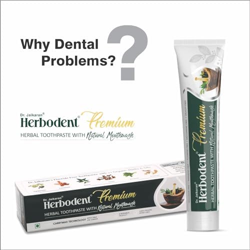 Herbodent® Premium Toothpaste - 21 Herbs for Strong Teeth & Healthy Gums - Neem, Clove, Cinnamon, Cardamom with Natural Mouthwash - No Paraben, No Fluoride, No Saccharin, No Triclosan (6, 5.82 Ounce)