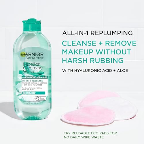 Garnier SkinActive Micellar Hyaluronic Acid Replumping Cleansing Water, 13.5 fl oz