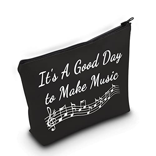 ZJXHPO Music Lover Gift Music Teacher Makeup Zipper Touch Bag It's A Good Day To Make Music Cosmetic Bag Music Survival Kit Travel Case (BL make music)