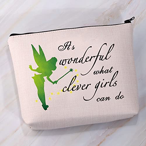 VAMSII Fairy Pixie Makeup Bag Fairy Wings Movie Fans Zipper Bag It's Wonderful What Clever Girls Can Do Pouch (clever girls)