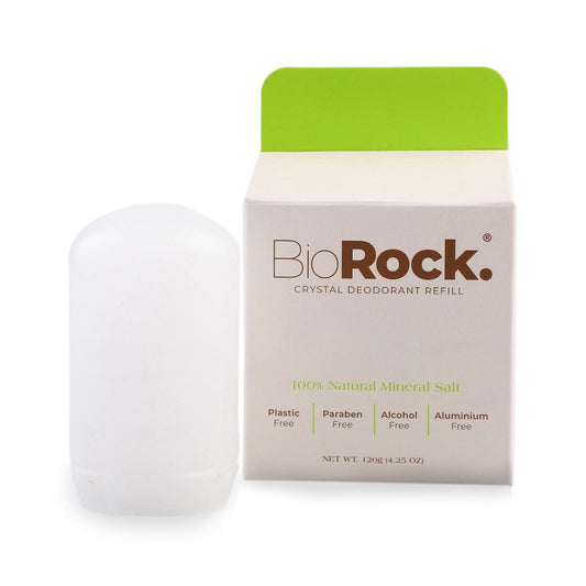 Biorock Crystal Natural Deodorant Refill - Unscented Plastic & Aluminum Free Salt Stick Deodorant for Women & Men Eco-Friendly, Sustainable, Zero Waste 4.25 oz