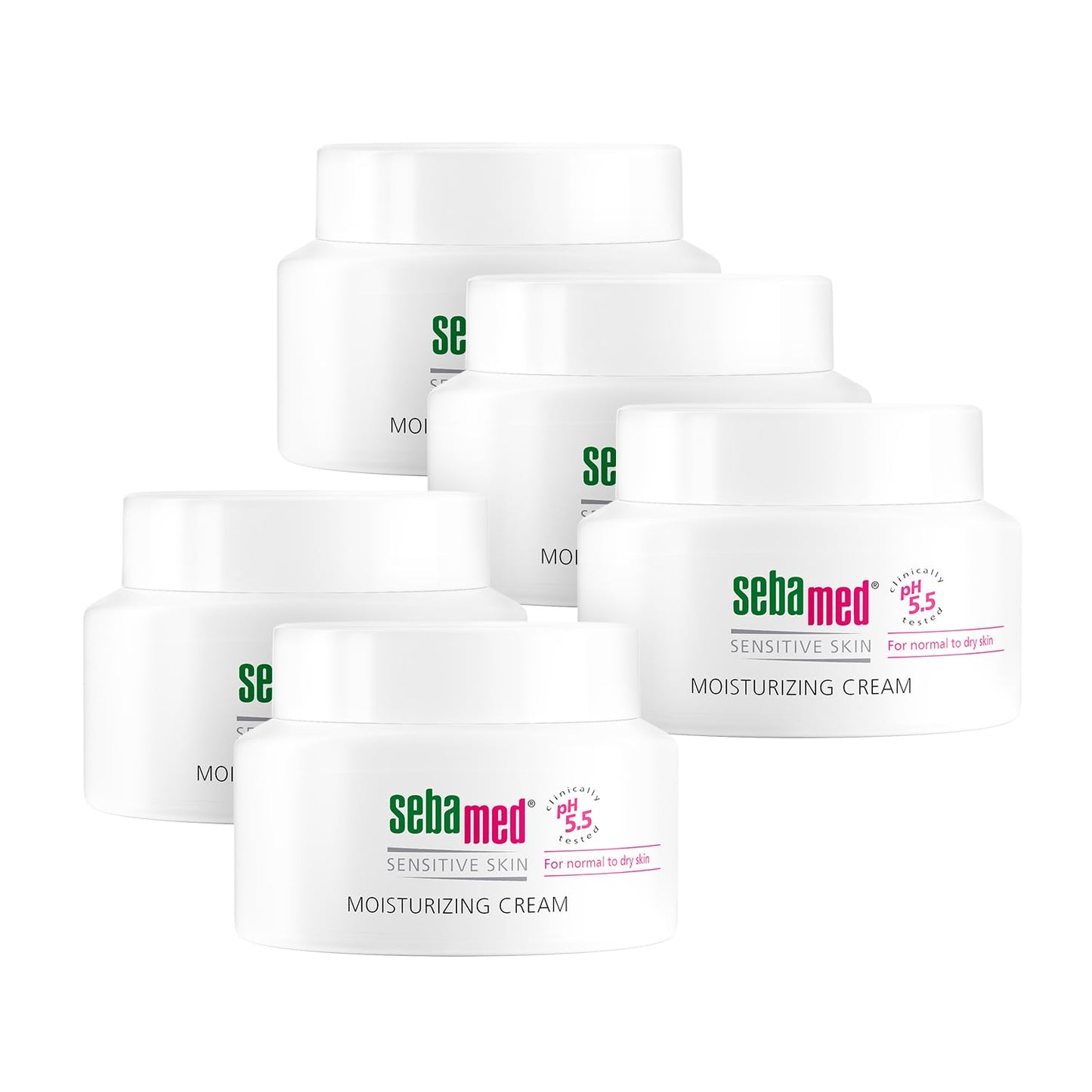 Sebamed Moisturizing Face Cream for Sensitive Skin Antioxidant pH 5.5 Vitamin E Hypoallergenic 2.6 Fluid Ounces (75mL) Ultra Hydrating Dermatologist Recommended Moisturizer (Pack of 5)