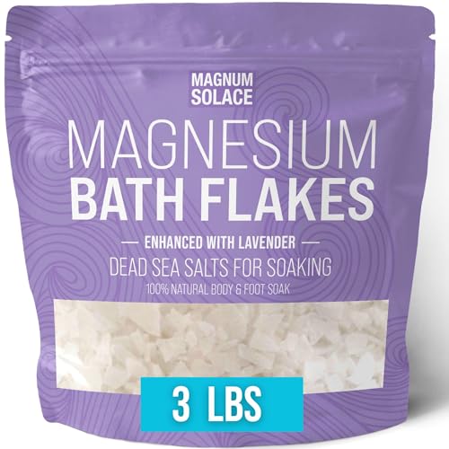 Magnesium Flakes for Bath - Magnesium Chloride Flakes with Lavender – Dead Sea Salts for Soaking – Magnesium Bath Flakes - Enhanced with Lavender (3 Pound)