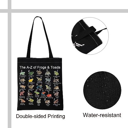 VAMSII Frog And Toad Tote Bag The A-Z of Frogs & Toads Grocery Shopping Bag Aesthetic Bag for Women Girls (BLK-Frogs Toads tote)