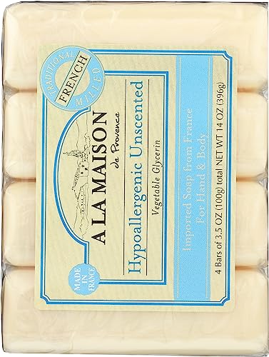 A LA MAISON Hypoallergenic Unscented Bar Soaps, 3.5 Oz - 4 Ea, 3.5 Oz