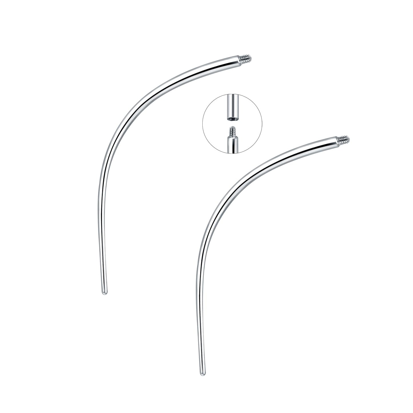 Aumeo G23 Titanium Piercing Taper 12G 14G 16G 18G Piercing Taper Insertion Tool for Nose Lip Monroe Ear Tragus Threadless/Internal/External Piercing Threader Tool (Curved-18G-Top gauge 0.9mm)