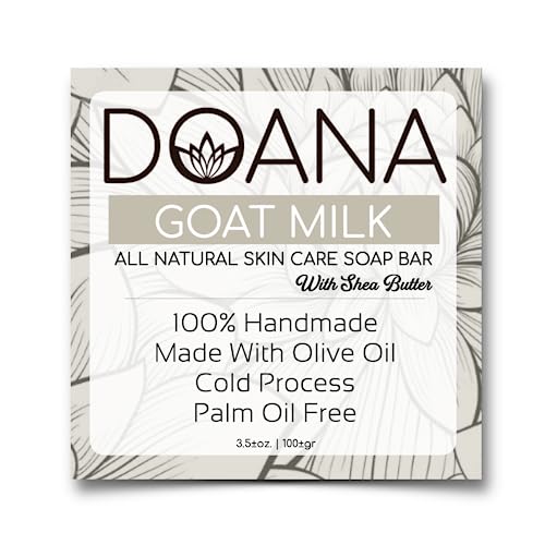 Goat Milk Soap Bar - With Olive Oil and Coconut Oil, Palm Oil Free, Anti Aging Effect, Cleans Dead Skin Cells and Renews Skin Cells, Vitamin A, E and C. For Dry and Sensitive Skin