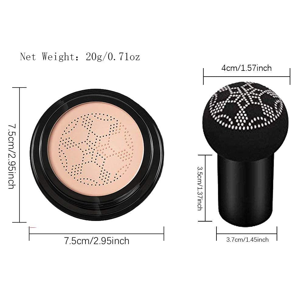 Air Cushion CC Cream Mushroom Head Foundation, Moisturizing BB Cream Makeup Long Lasting Matte Concealer(2 PCS Nude)