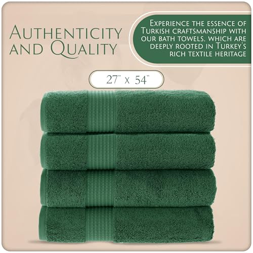 MAURA Basics Performance Bath Towels 100% Turkish Cotton with Hook Loops. Extra Large Luxury Absorbent Plush Towel Sets for Bathroom, Daily Use American Standard Size 27”x54”, Hunter Green