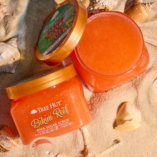 Tree Hut Bikini Reef Shea Sugar Scrub | Exfoliating Scrub Removes Dry Skin for a Soft & Hydrated Glow | Alpha Hydroxy Acid | Vegan, Free of Parabens, Formaldehyde Donors, & Sulfates | 18 fl oz.