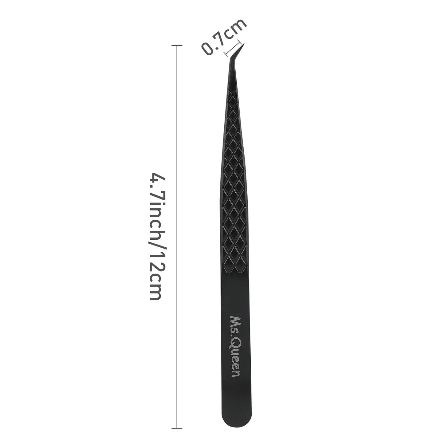 Ms.Queen Lash Extension Tweezers, Fiber Tip Lashing Tweezers for Volume & Individual Eyelash Extensions,Black